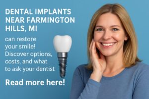 Close-up shot of a dentist's hands carefully placing a ceramic dental implant into a patient's jawbone, highlighting the biocompatible material.