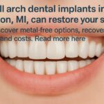 An infographic comparing metal vs ceramic dental implants, highlighting key differences such as biocompatibility, esthetics, and potential allergic reactions. No text on image.
