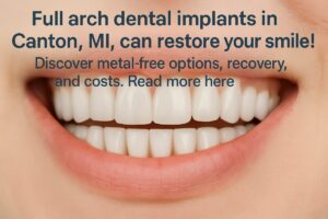 An infographic comparing metal vs ceramic dental implants, highlighting key differences such as biocompatibility, esthetics, and potential allergic reactions. No text on image.