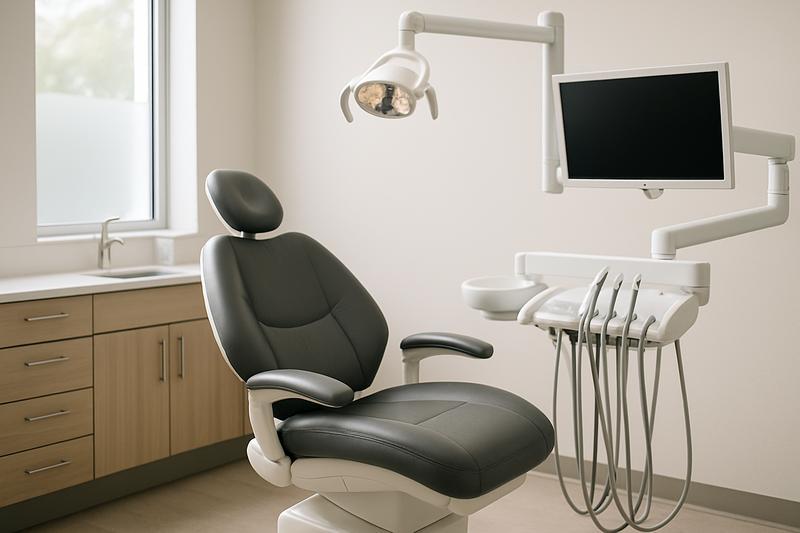 Modern dental office setting prepared for a first periodontal appointment